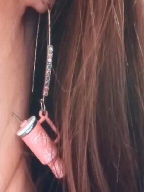 Betsey Johnson Pink Stanley Cup Dangling Earrings